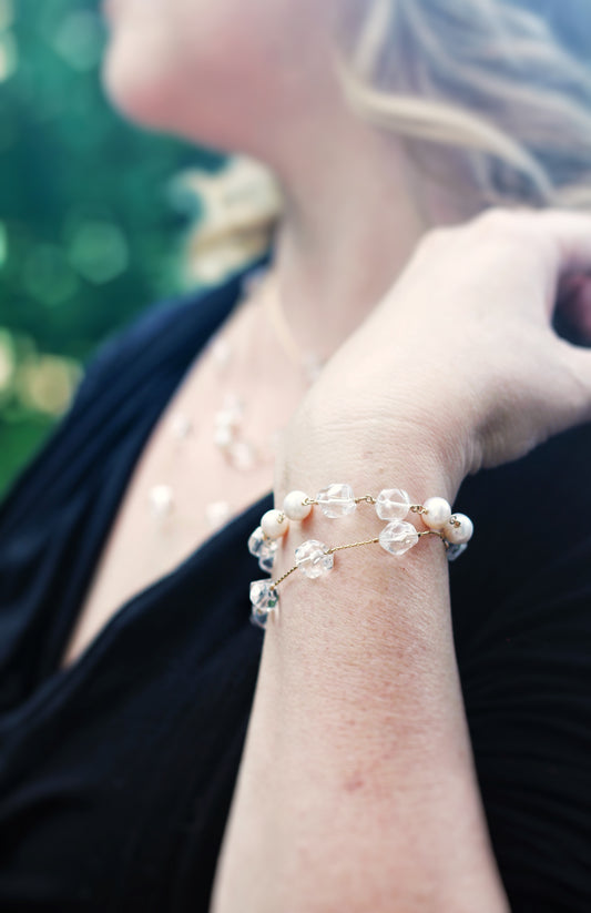 Bloor Pearl and Quartz Bracelet