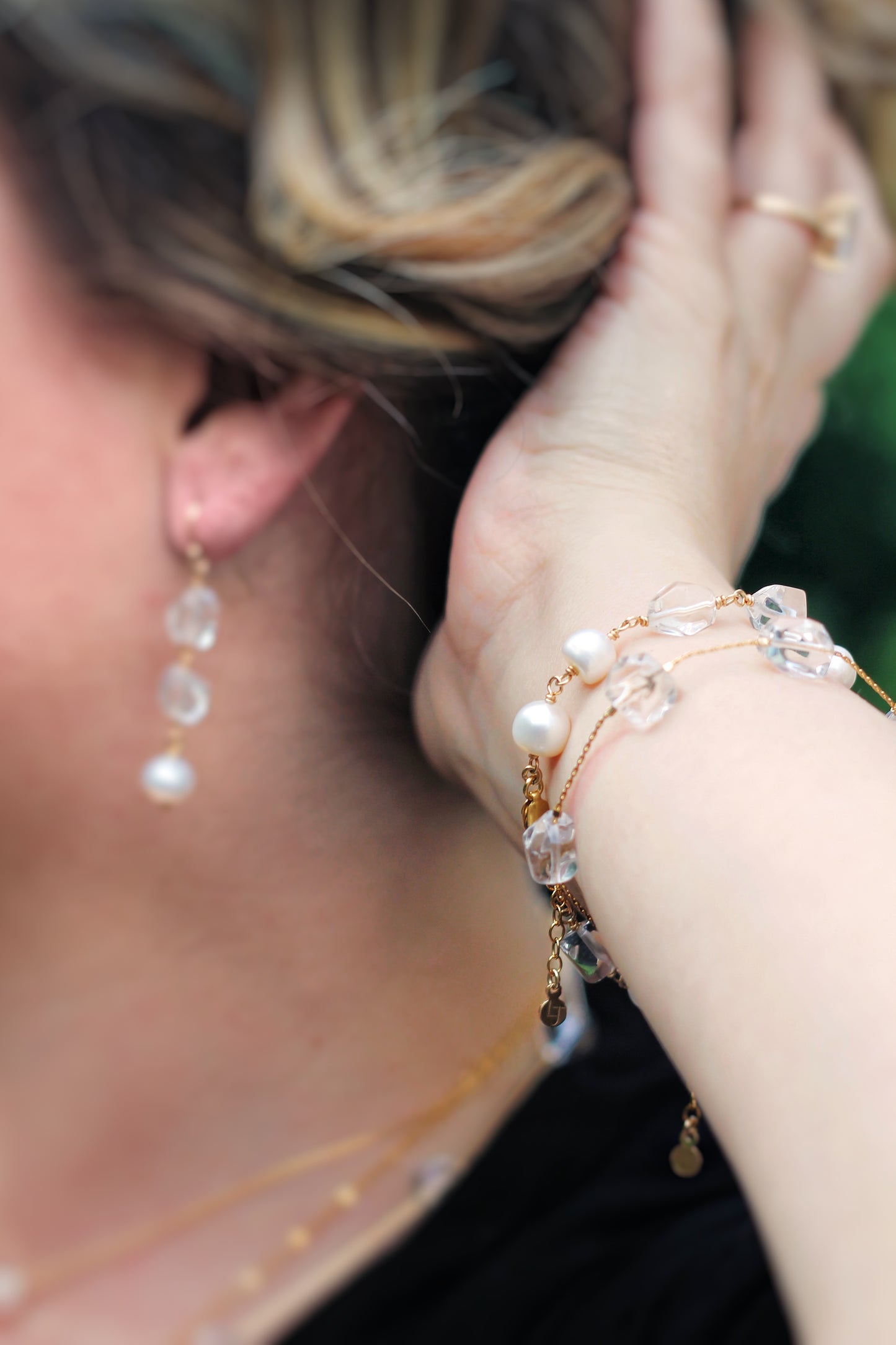 Bloor Pearl and Quartz Earrings