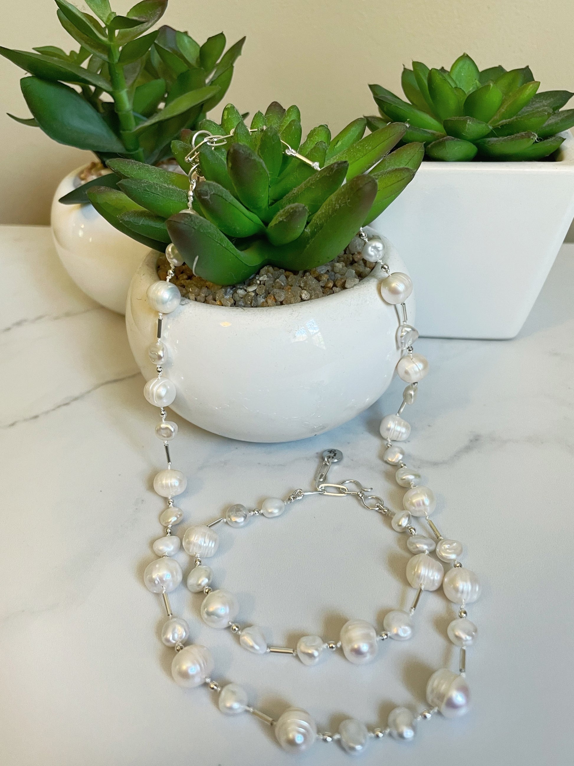 pearl necklace succulent Neptune Pearl Necklace – Lyla James