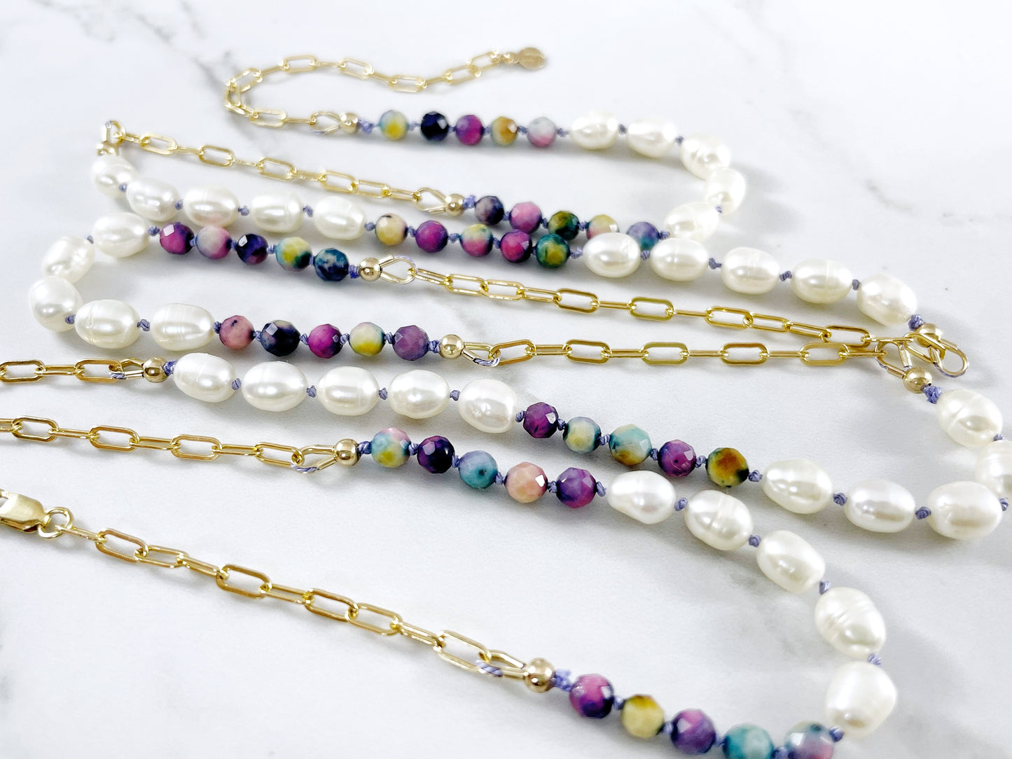 Moonlight Pearl and Sugilite Necklace