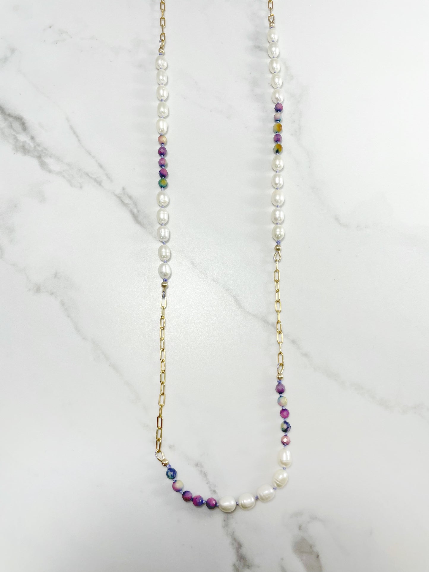 Moonlight Pearl and Sugilite Necklace