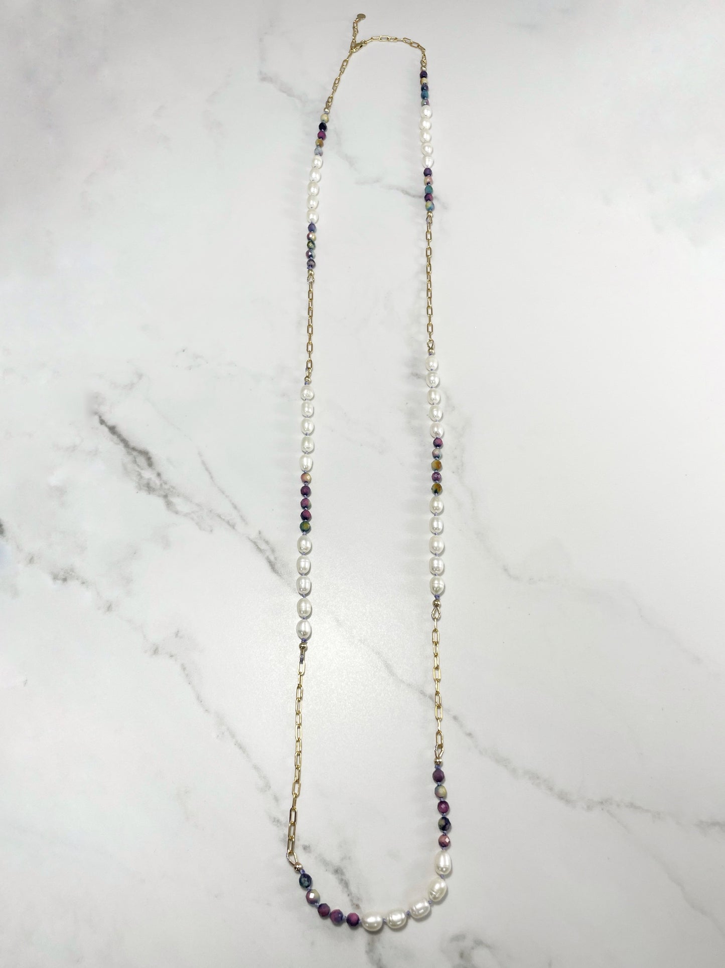 Moonlight Pearl and Sugilite Necklace