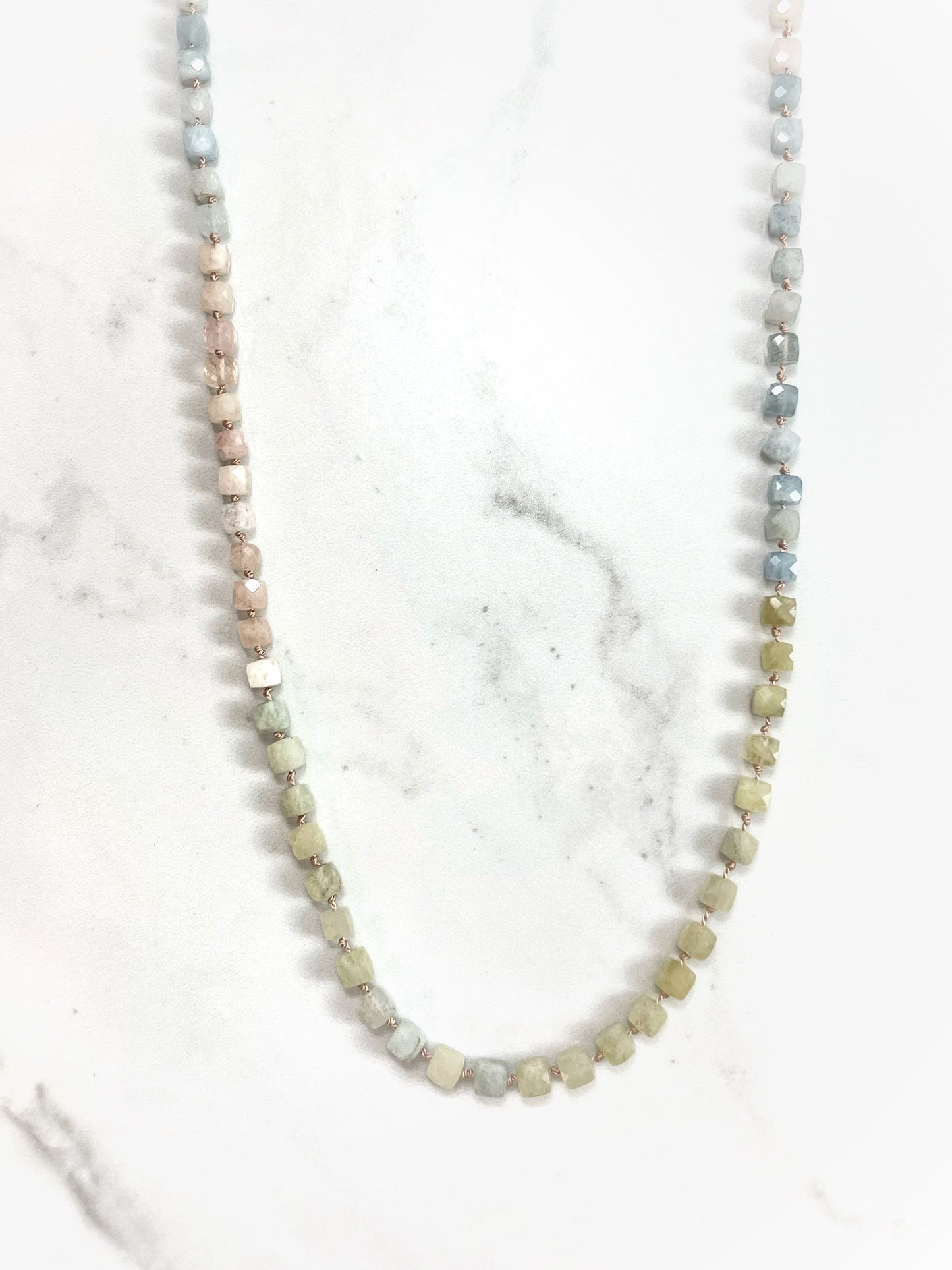 Barcelona Aquamarine and Morganite Beryl Necklace