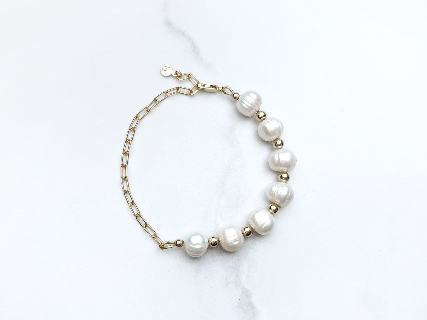 Solana Half Pearl Half Chain Bracelet