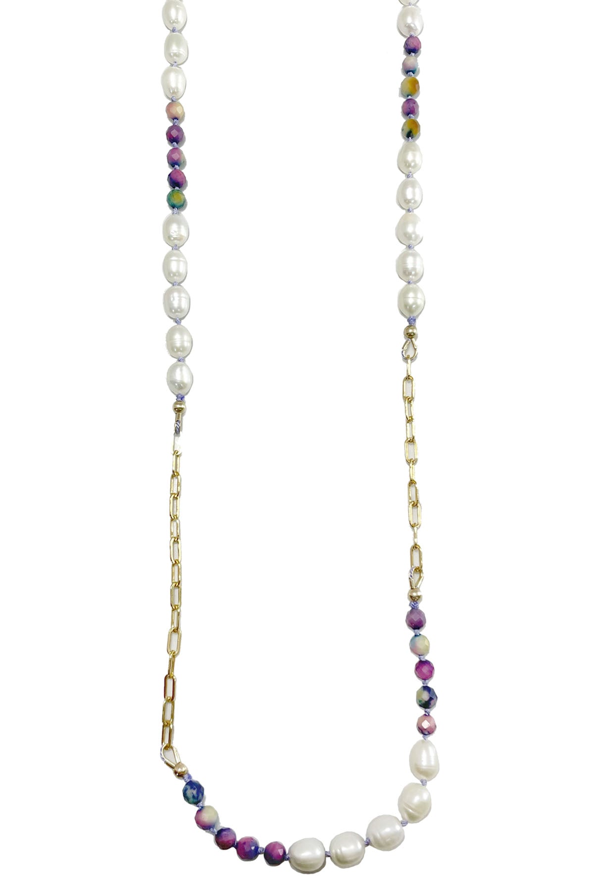 Moonlight Pearl and Sugilite Necklace